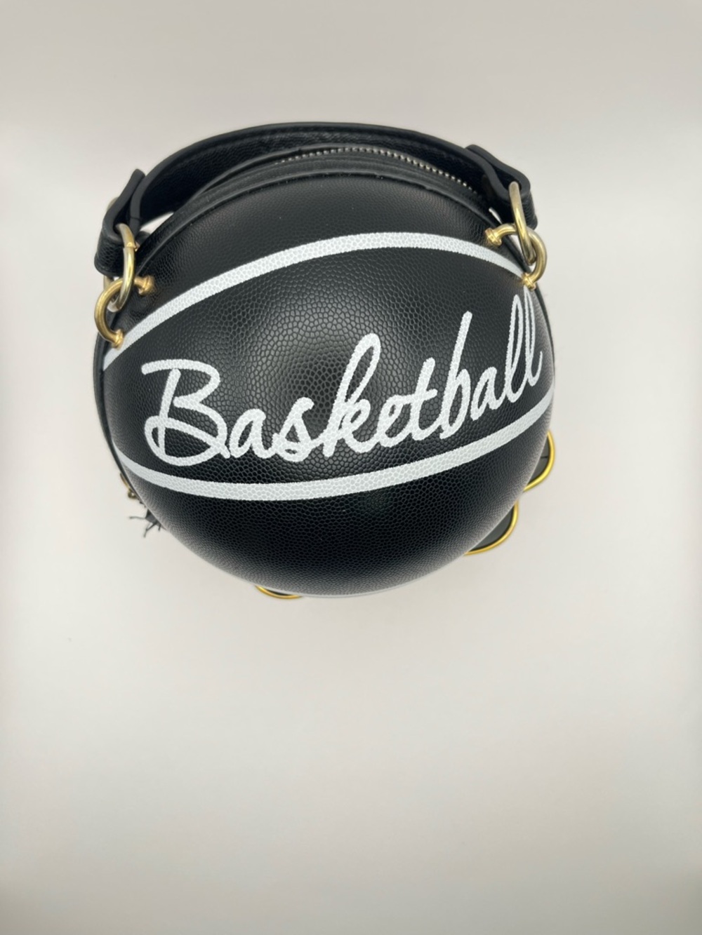 Black Basketball Graphic Round Hardshell Zippered Bag